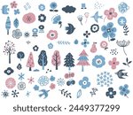 a flower pattern illustration of a Scandinavian pansy or poppy