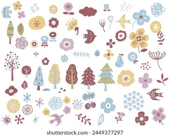 a flower pattern illustration of a Scandinavian pansy or poppy