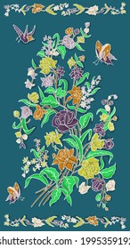 Blume Muster, indonesisches Motiv, Batik ist eine Technik der Wachsresistenz Färbung auf ganze Gewebe angewendet. Geometrisches ethnisches Muster, traditionelles Design für Hintergrund, Stoff, Vektorgrafik