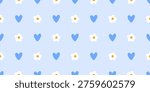Flower pattern kawaii with seamless quilt cute and valentines floral heart. Spring gingham bg with coquette kid holiday and checkered texture pastel. Notebook print flower with cottagecore.