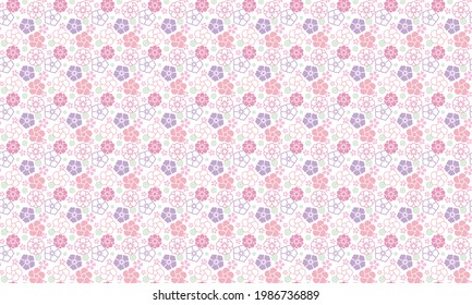 Patrón de flores "KIKYO, KIKU, UME, SAKURA" Sin fondo