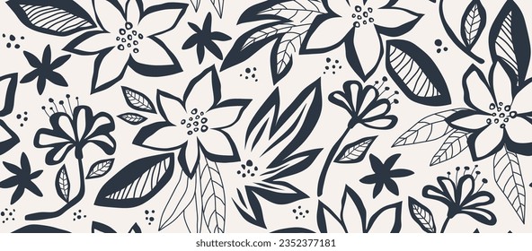 Flower pattern, leaf pattern, geometric pattern, abstract pattern. vector illustration