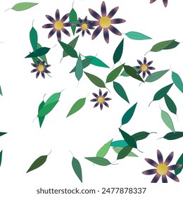 Patrón de flores, Vector de hojas, fondo de Vector, naturaleza de fondos, forma de hoja, diseño de fondo, Vector sin fisuras, patrón de ornamento, flores aisladas, textura de hoja, patrones florales