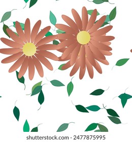 Patrón de flores, Vector de hojas, Vector floral, fondos de la naturaleza, patrones sin fisuras, patrón ornamental, fondo de pétalos, flores de primavera, Vector abstracto, acuarela de flores