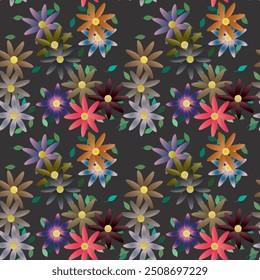 Padrão de flores, vetor de folhas, plano de fundo sem costura, vetor sem costura, plano de fundo padrão, design de padrões, flores vetoriais, padrão ornamental, textura de folhas, plano de fundo de folhas, vetor de ornamentos