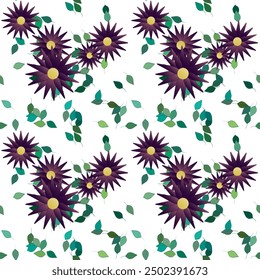 Patrón de flores, fondo de hojas, Vector de arte, patrón floral sin fisuras, patrón de fondo, textura sin fisuras, Vector de adorno, ramo de flores, flores de Vector, flores de primavera