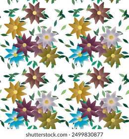 Patrón de flores, hojas de Vector, flores aisladas, flores acuarela, Vector floral, hoja sin fisuras, fondo abstracto, hoja aislada, patrón floral sin fisuras, silueta de la hoja