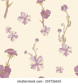 Flower pattern, light yellow background.