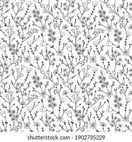 Patrón de flor estilo línea conjunto floral sobre fondo blanco