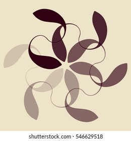 A flower pattern made of a looped interlacing in brown shades on a ivory background