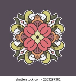 flower pattern in mandala style for tattoos, fabrics or decorations and more. Vector illustration.