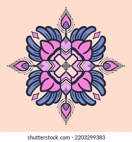 flower pattern in mandala style for tattoos, fabrics or decorations and more. Vector illustration.