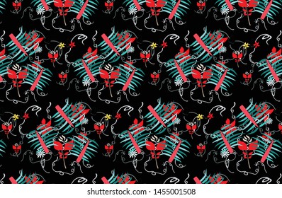 flower pattern motif on black cloth