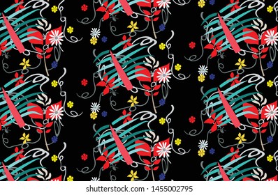 flower pattern motif on black cloth