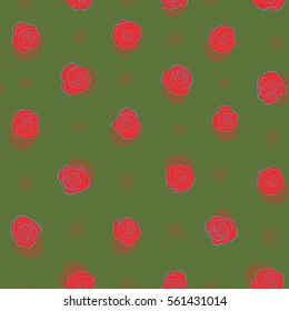 Flower pattern of multicolored rose flowers. The floral seamless pattern in blue, red and green colors. Vector illustration. Fabric texture pattern with seamless rose flowers.
