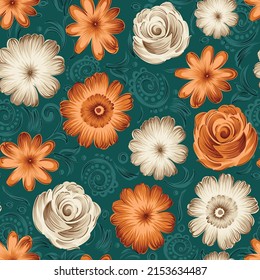 flower pattern on green background