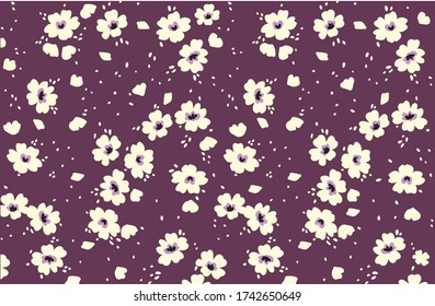 Flower pattern on purple background - Vector