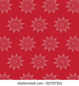 Flower pattern on red design for background or wallpaper.