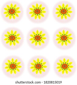  flower  pattern on white background. Ditsy floral print great for fashion fabric, home decor textile and wallpaper. Vector
