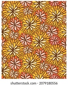 flower pattern, orange, brown, yellow, nature colors, vector