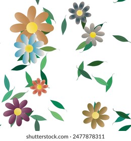 Patrón floral, patrón ornamental, diseño de Vector, textura sin costuras, silueta de la hoja, Fondo de pantalla sin costuras, patrones florales, fondos de la naturaleza, Vector abstracto, ramo de flores