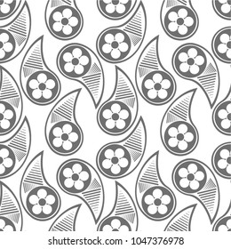 Flower pattern, paisley, simple, cute, seamless vector background.