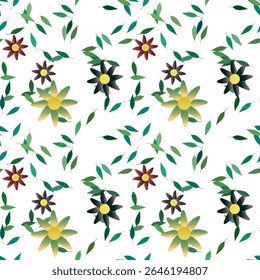 Padrão de flores, fundo de pétalas, fundo vetorial, padrão floral sem emenda, vetor sem emenda, flores aquarela, vetor de folhas, flores vetoriais, forma de folha, flores primavera, flores isoladas