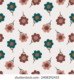 patrón de flores diseño de polka margarita belleza flor moda doodle arte tema eslogan ilustración vectorial 