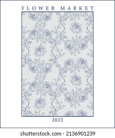 Blumenmuster-Plakat im Vintage-Stil