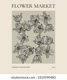 Afiche de patrón de flores en estilo vintage	