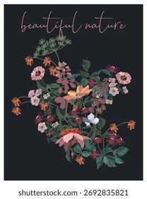 : Flower pattern poster in vintage style
