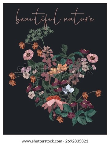 : Flower pattern poster in vintage style