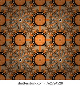 Flower pattern for printing or fabric. Small floral pattern in beige, orange and black colors. Spring flowers seamless pattern. Vector floral illustration and floral seamless texture.