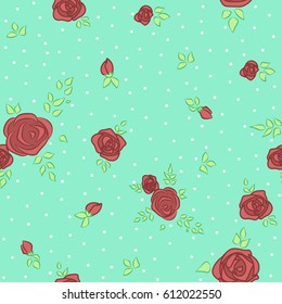 Flower pattern with red roses