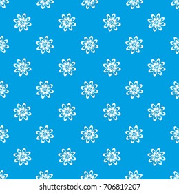 Flower pattern repeat seamless in blue color for any design. Vector geometric illustration