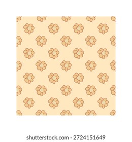 Patrón de flores con diseño floral dibujado a mano retro sobre fondo crema