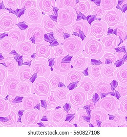Flower pattern with roses. Pink roses pattern. Hand drawn rose flowers. Vintage flower seamless pattern. Vector floral sketch.