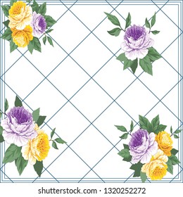 flower pattern for scarf and textile print. Silk scarf design. vector background