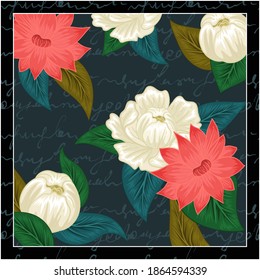 flower pattern for scarf and textile print. Silk scarf design. vector background
