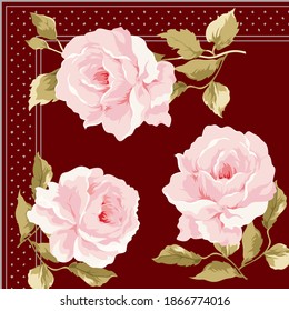 flower pattern for scarf and textile print. Silk scarf design. vector background