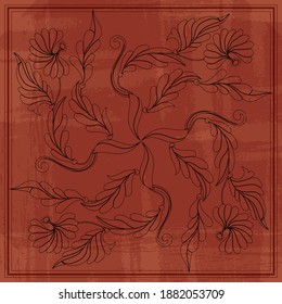 flower pattern for scarf and textile print. Silk scarf design. vector background