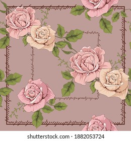 patrón floral para pañoleta e impresión textil. Diseño de bufanda de seda. fondo vectorial