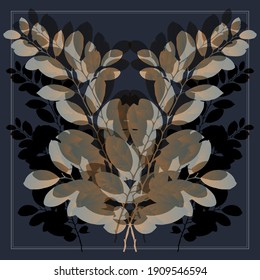 flower pattern for scarf and textile print. Silk scarf design. vector background