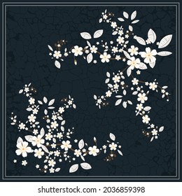 flower pattern for scarf and textile print. Silk scarf design. vector background