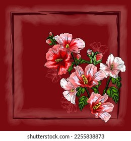flower pattern for scarf and textile print. Silk scarf design. vector background