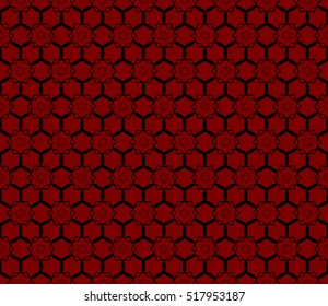 flower pattern. Seamless pattern. Arabesque. vector illustration. red and black color. for design, invitation wedding, valentine's, background, wallpaper, interior