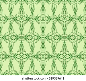 flower pattern. Seamless pattern. Arabesque. vector illustration. green color. for design, invitation wedding, valentine's, background, wallpaper