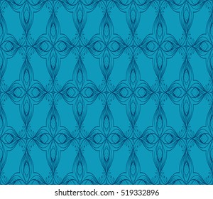 flower pattern. Seamless pattern. Arabesque. vector illustration. blue color. for design, invitation wedding, valentine's, background, wallpaper