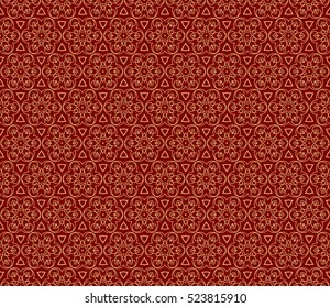 flower pattern. Seamless. Arabesque. vector illustration. red, gold color. for invitation, background, wallpaper