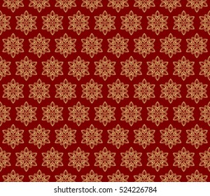 flower pattern. Seamless. Arabesque. vector illustration. red, gold color. for invitation, background, wallpaper
